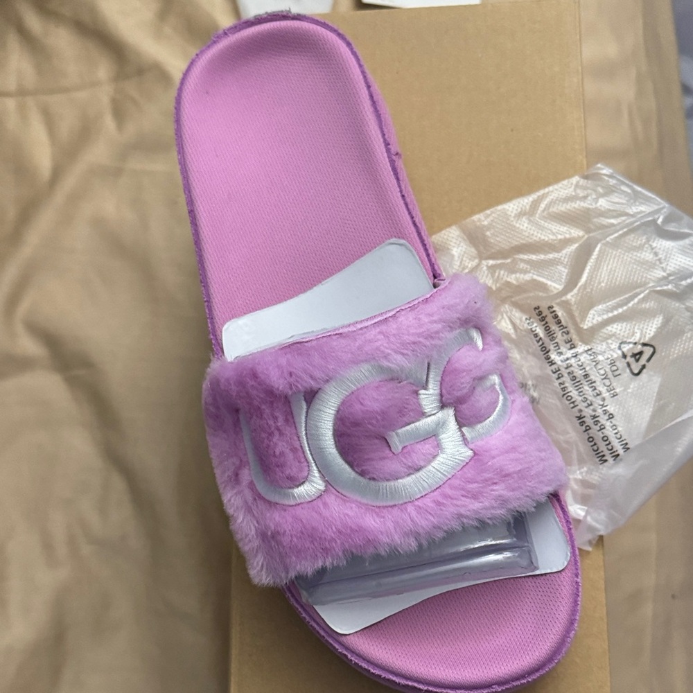 UGG Lilac Furry Slide Sandals